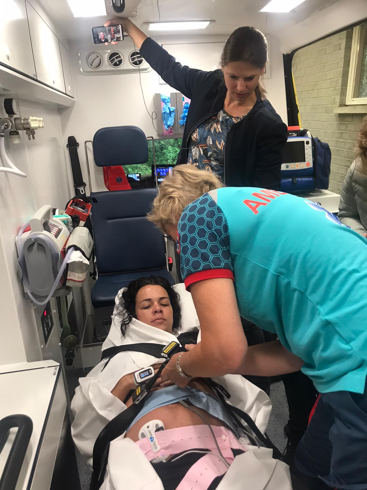 Pregnant woman in ambulance